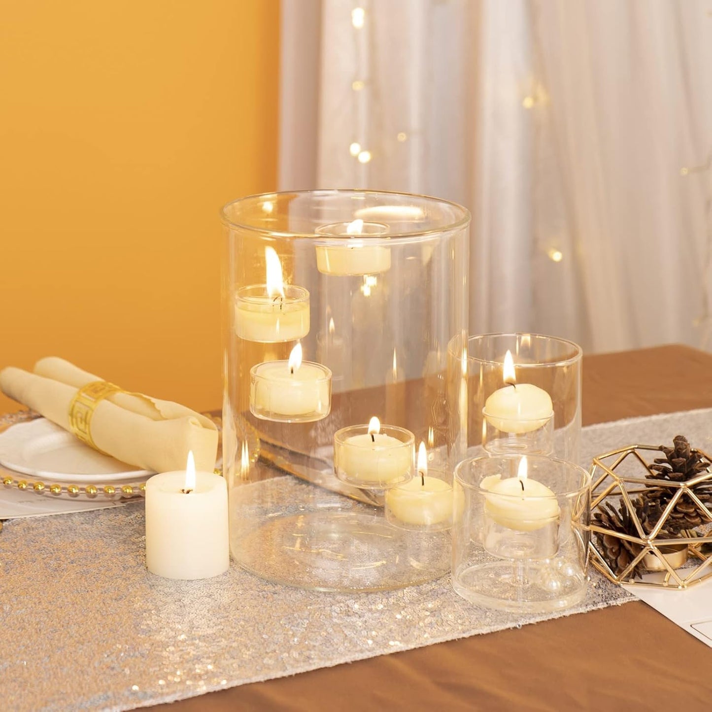 Glass Hurricane Candle Holder for Tea Light