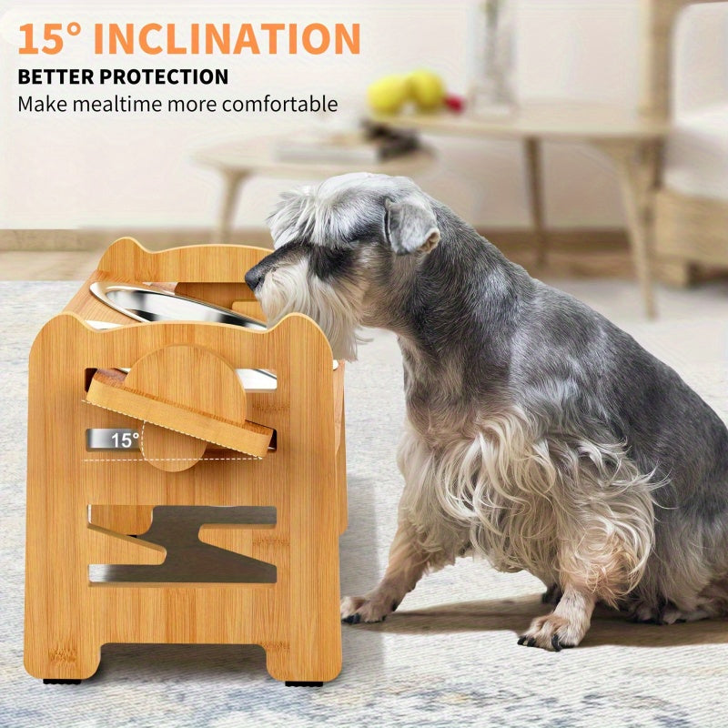Adjustable Tilted Raised Cat and Dog Bowl Holder