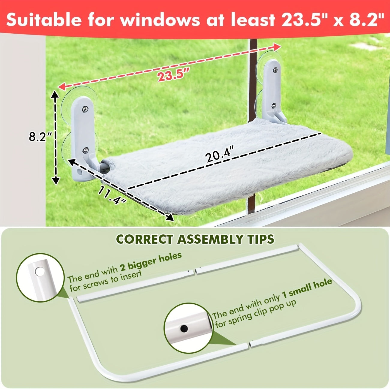 2pcs Cat Window Perch Cordless Foldable Cat Hammock