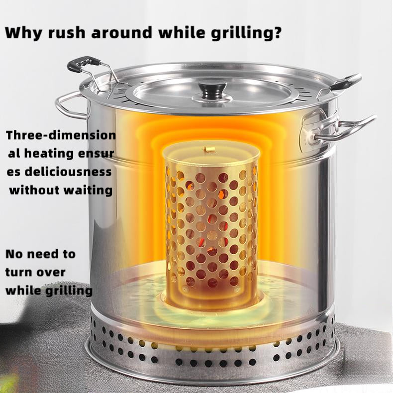 Stainless Steel Double-Layer Anti-Scald Design Barbecue Hanging Oven