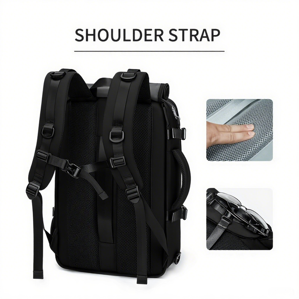 The computer backpack with a shoe compartment