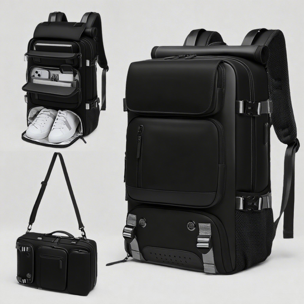 The computer backpack with a shoe compartment