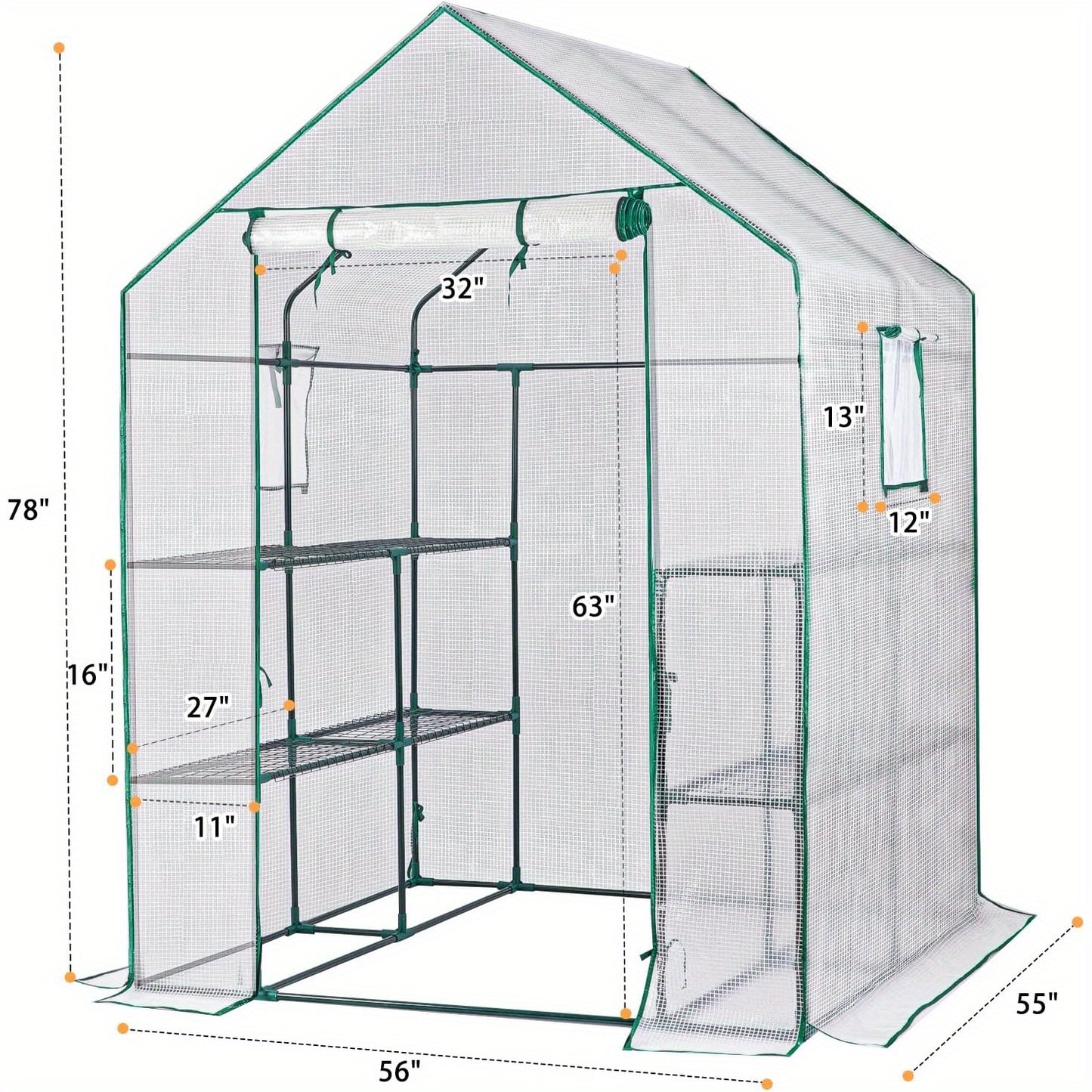 Quictent Greenhouse for Outdoors, 56x56x77-inch Portable Heavy Duty Walk-in Green Garden Hot House for Outside Indoor W/ Screen Door & Window, PVC Cover, Clear