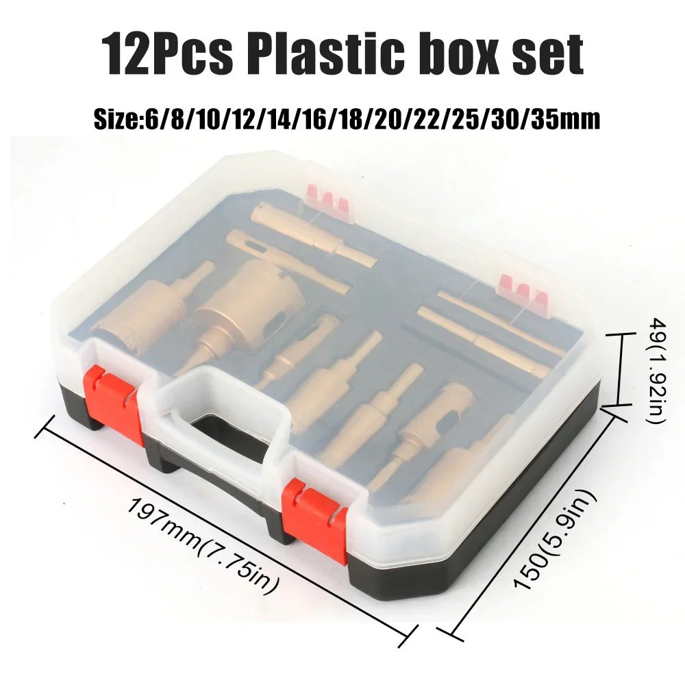 12-Piece Diamond Coated Drill Bit Tool Set