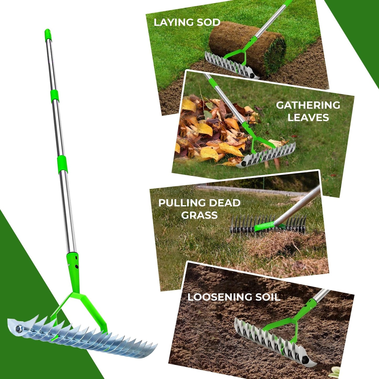 Heavy-Duty Metal Lawn Rake - 32.51cm Wide