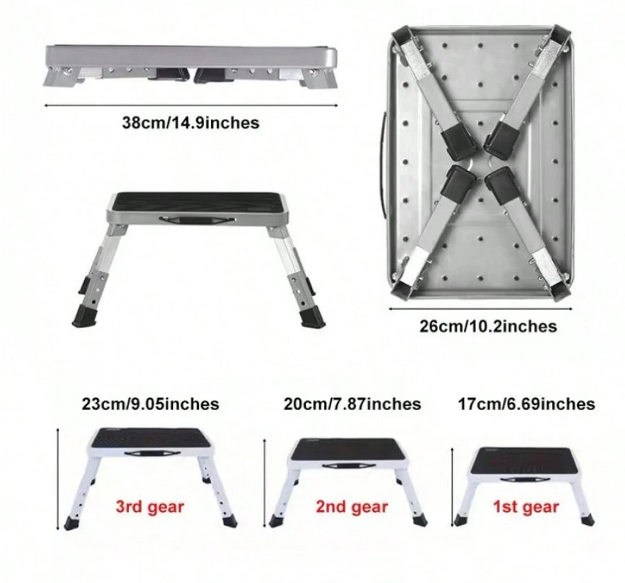 Erwachsenen Tritthocker, universell, tragbarer faltbarer kleiner Metalltritthocker mit rutschfester