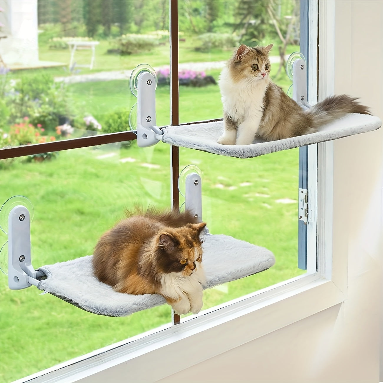 2pcs Cat Window Perch Cordless Foldable Cat Hammock