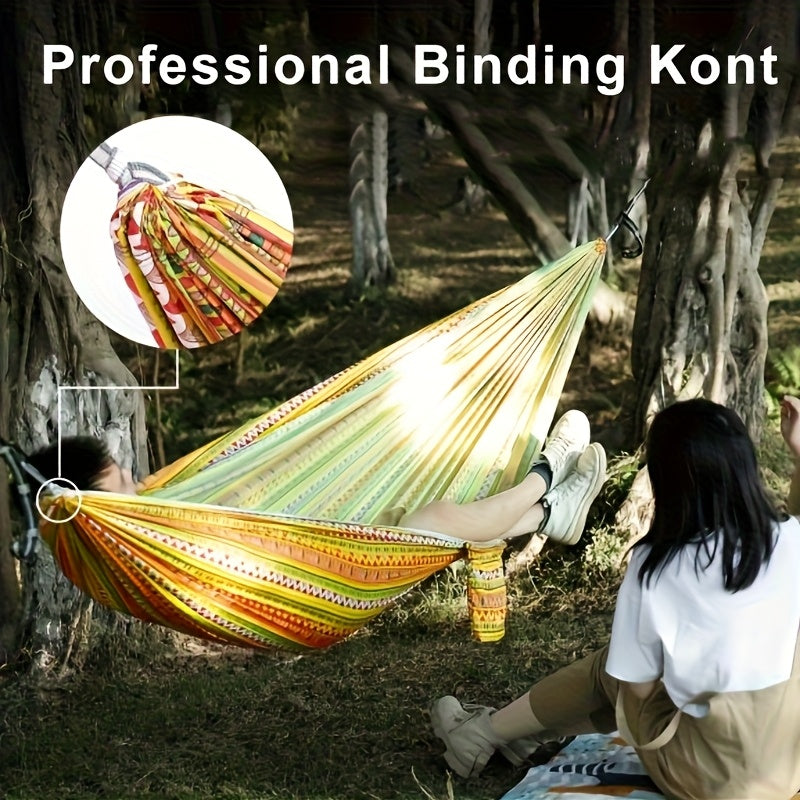 ouble Camping Hammock - Heavy-Duty 180kg Capacity with Tree Straps | Ultra-Soft Organic Cotton, Boho Design for Backyard, Hiking & Backpacking | Compact Travel Bag