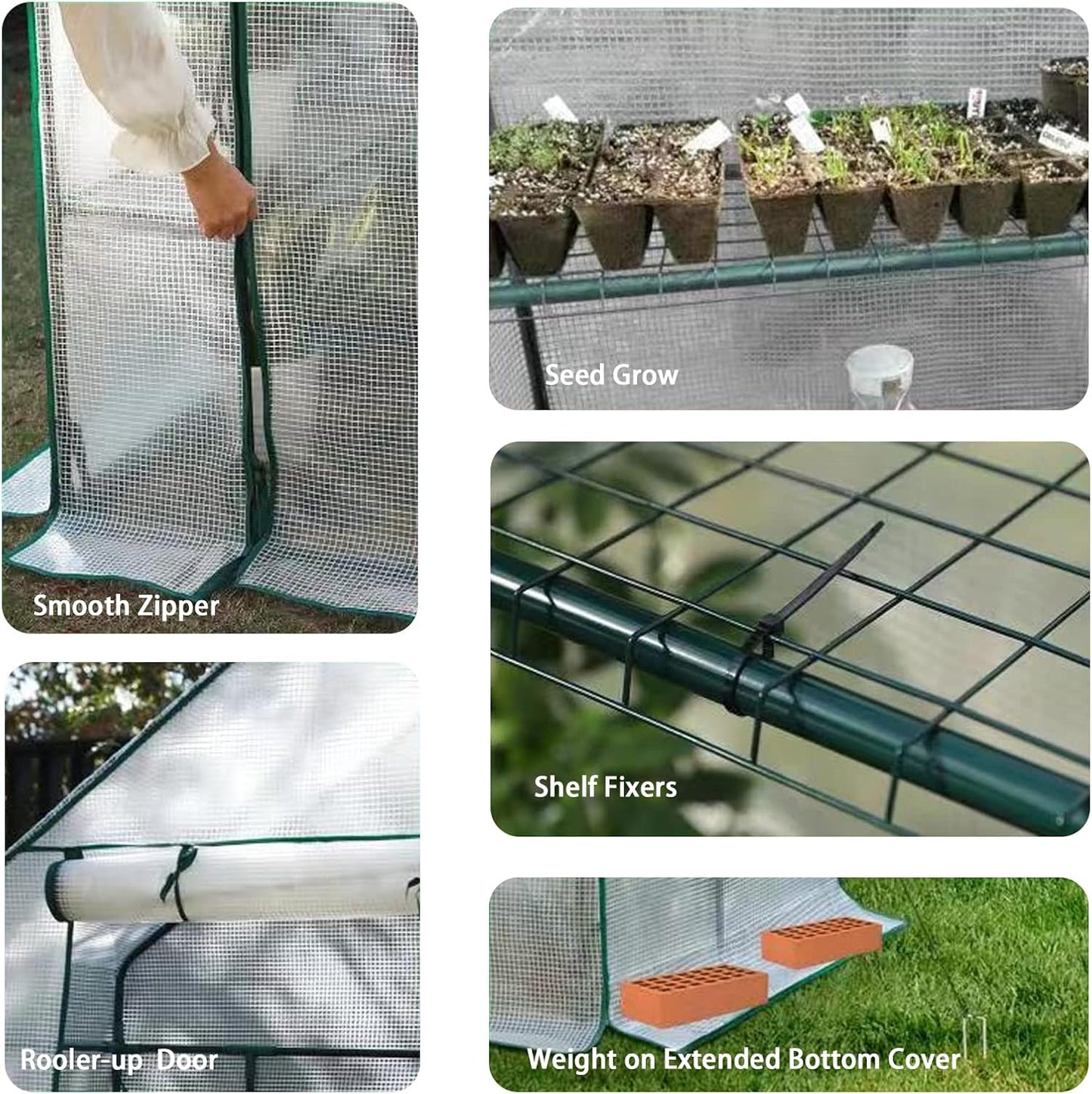 Quictent Greenhouse for Outdoors, 56x56x77-inch Portable Heavy Duty Walk-in Green Garden Hot House for Outside Indoor W/ Screen Door & Window, PVC Cover, Clear