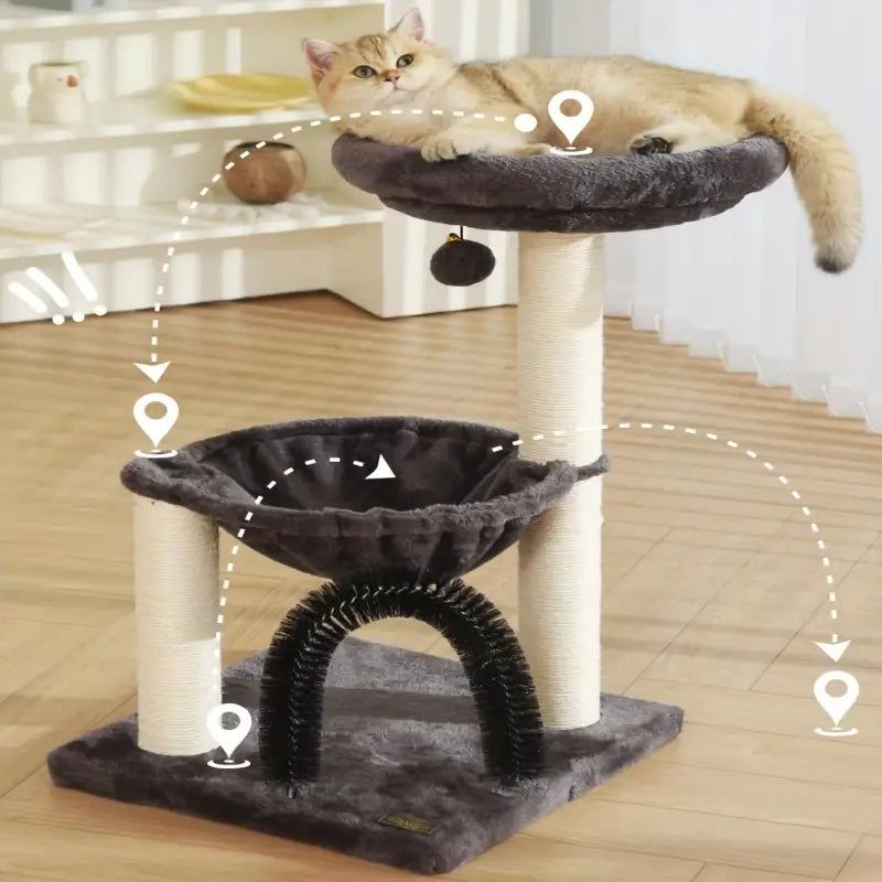 ork Cat Tree Tower With Scratching Posts & Cozy Bed