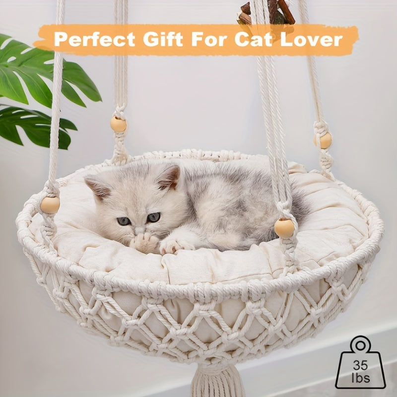 Handwoven Hanging Cat Hammock