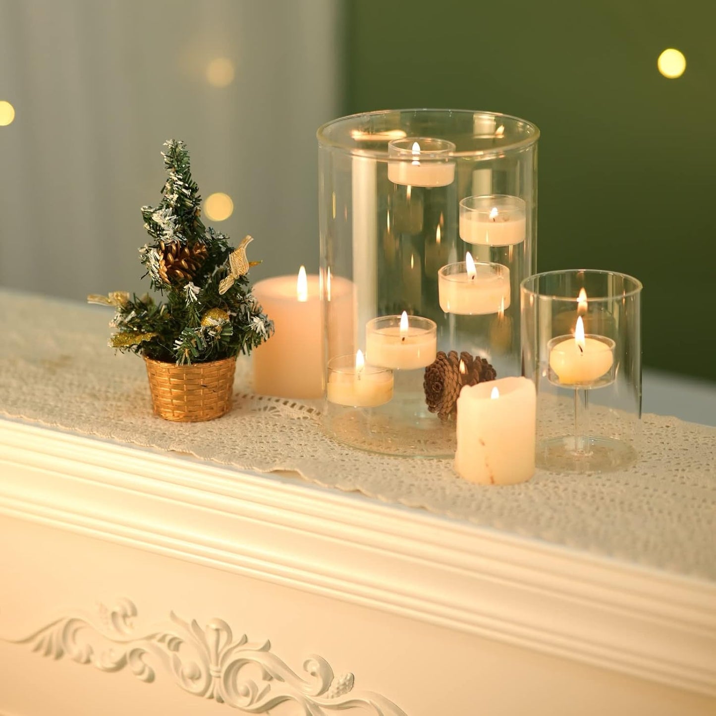 Glass Hurricane Candle Holder for Tea Light