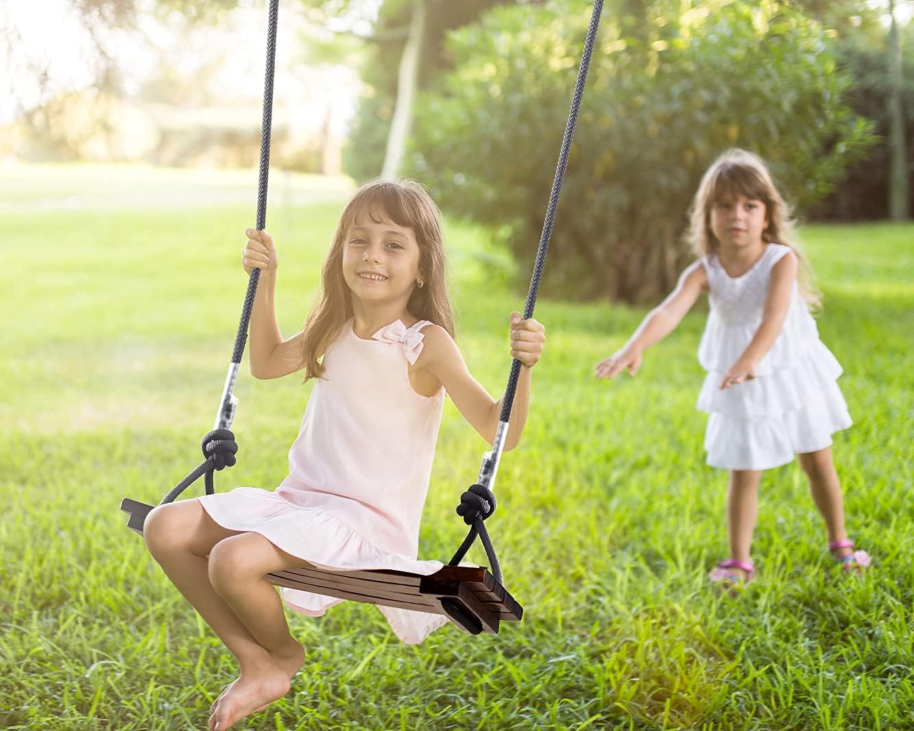 Outdoor wooden swing