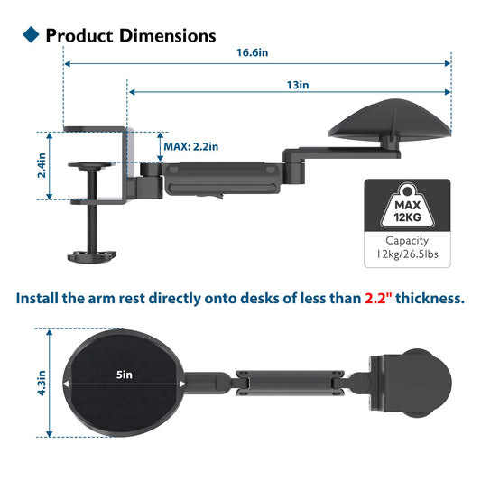 BONTEC Adjustable Arm Rest for Desk