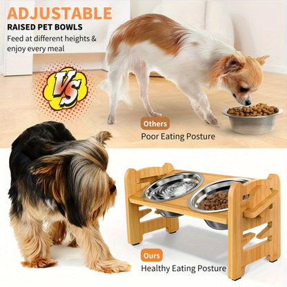 Adjustable Tilted Raised Cat and Dog Bowl Holder