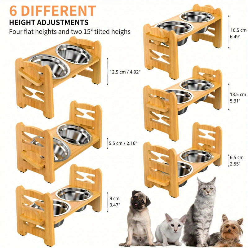 Adjustable Tilted Raised Cat and Dog Bowl Holder