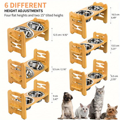Adjustable Tilted Raised Cat and Dog Bowl Holder