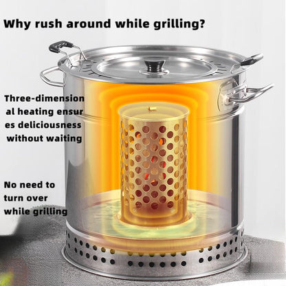 Stainless Steel Double-Layer Anti-Scald Design Barbecue Hanging Oven