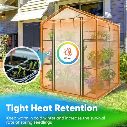 Quictent 142.24cm x 142.24cm x 195.58cm Heavy-Duty PVC Walk-In Greenhouse