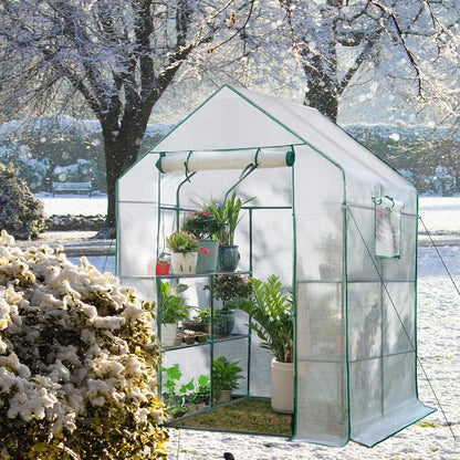 Quictent Greenhouse for Outdoors, 56x56x77-inch Portable Heavy Duty Walk-in Green Garden Hot House for Outside Indoor W/ Screen Door & Window, PVC Cover, Clear