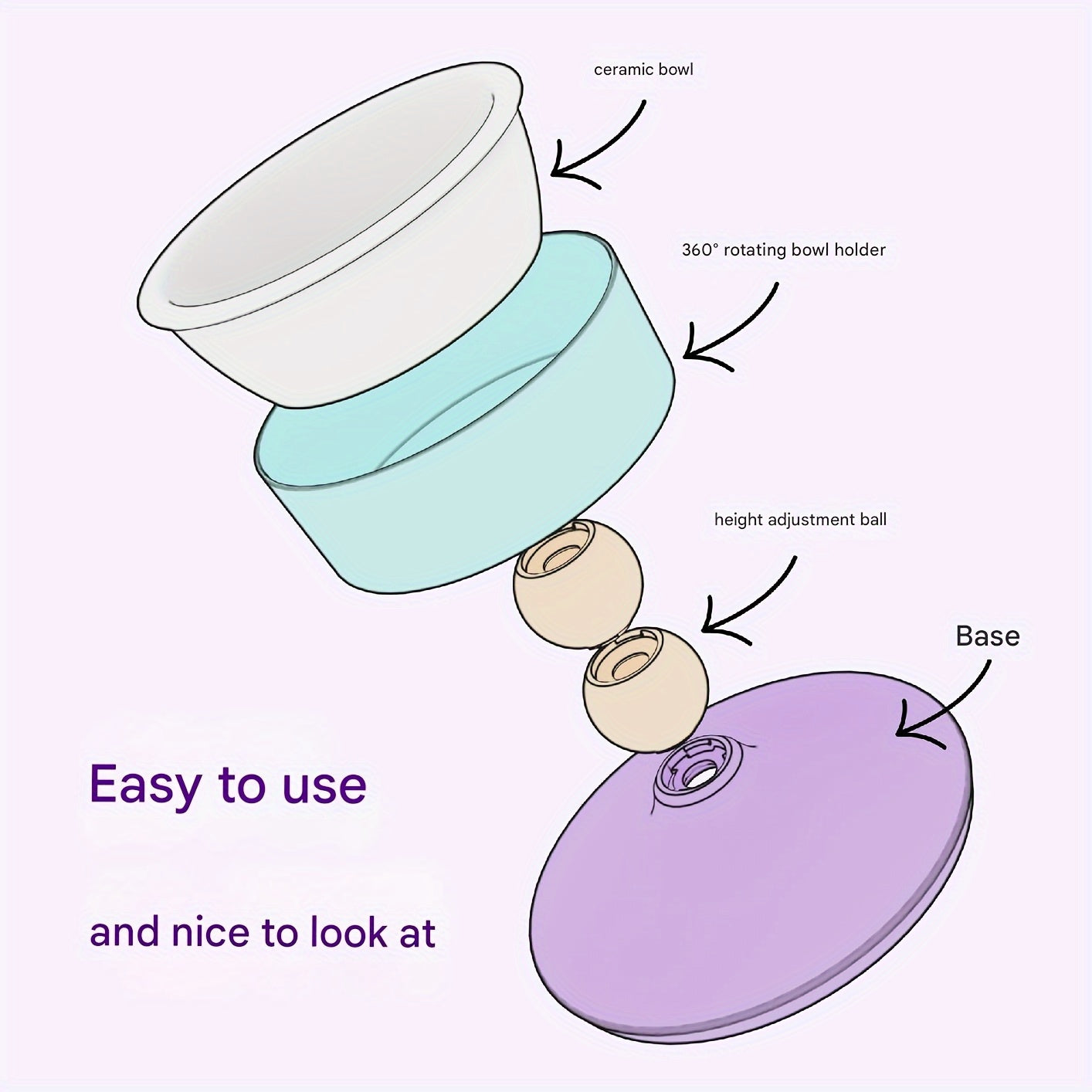 Height-adjustable ceramic cat bowl