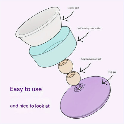 Height-adjustable ceramic cat bowl