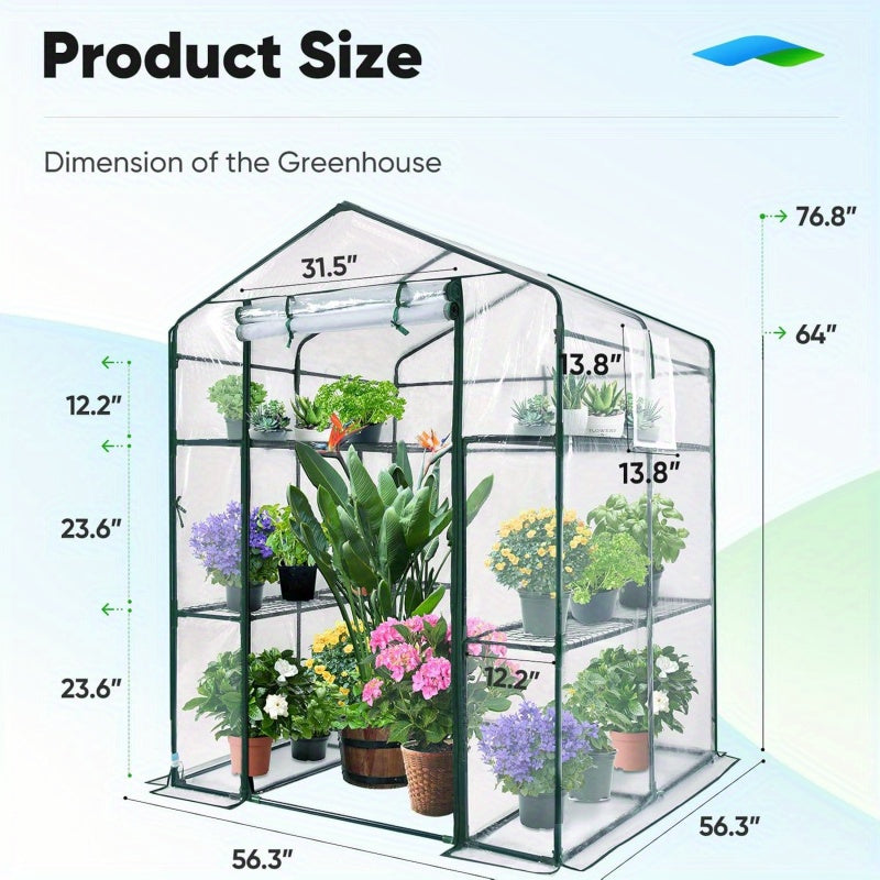Quictent 142.24cm x 142.24cm x 195.58cm Heavy-Duty PVC Walk-In Greenhouse