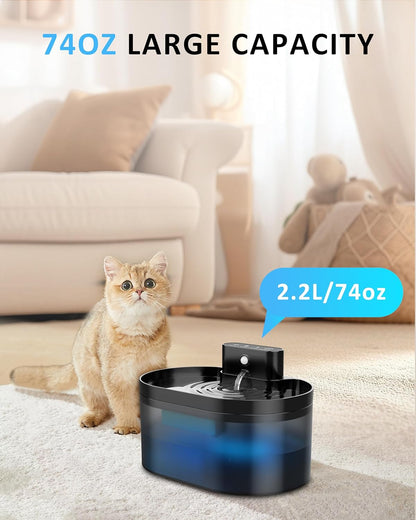 Wireless Cat Fountain:Pet Fountain Water Dispenser Battery Operated