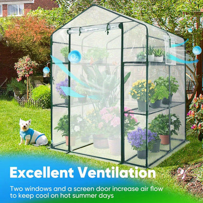 Quictent 142.24cm x 142.24cm x 195.58cm Heavy-Duty PVC Walk-In Greenhouse