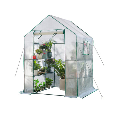 Quictent Greenhouse for Outdoors, 56x56x77-inch Portable Heavy Duty Walk-in Green Garden Hot House for Outside Indoor W/ Screen Door & Window, PVC Cover, Clear