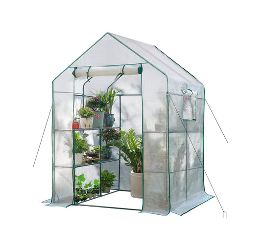 Quictent Greenhouse for Outdoors, 56x56x77-inch Portable Heavy Duty Walk-in Green Garden Hot House for Outside Indoor W/ Screen Door & Window, PVC Cover, Clear