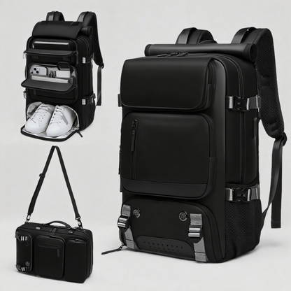 The computer backpack with a shoe compartment
