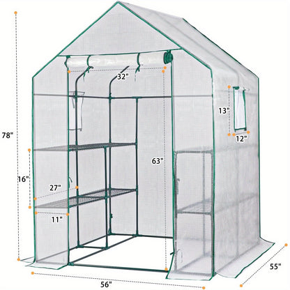 Quictent Greenhouse for Outdoors, 56x56x77-inch Portable Heavy Duty Walk-in Green Garden Hot House for Outside Indoor W/ Screen Door & Window, PVC Cover, Clear