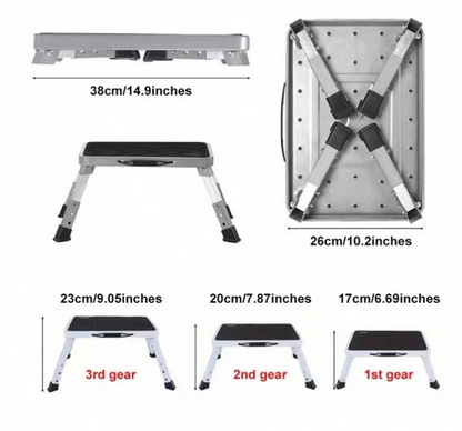 Erwachsenen Tritthocker, universell, tragbarer faltbarer kleiner Metalltritthocker mit rutschfester