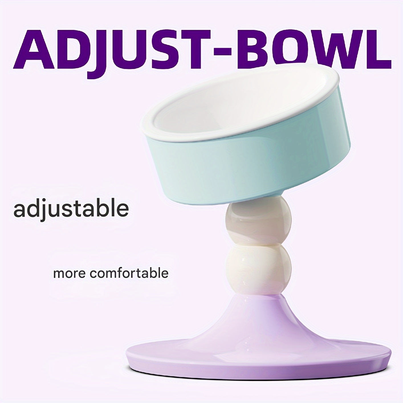 Height-adjustable ceramic cat bowl