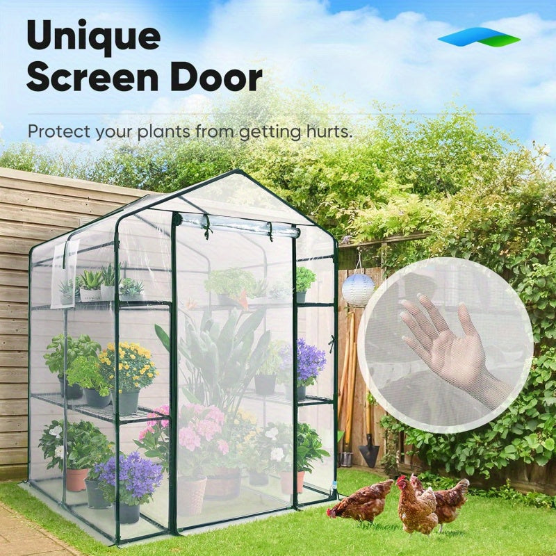 Quictent 142.24cm x 142.24cm x 195.58cm Heavy-Duty PVC Walk-In Greenhouse