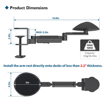 BONTEC Adjustable Arm Rest for Desk