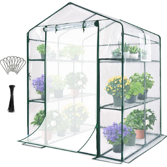 Quictent 142.24cm x 142.24cm x 195.58cm Heavy-Duty PVC Walk-In Greenhouse